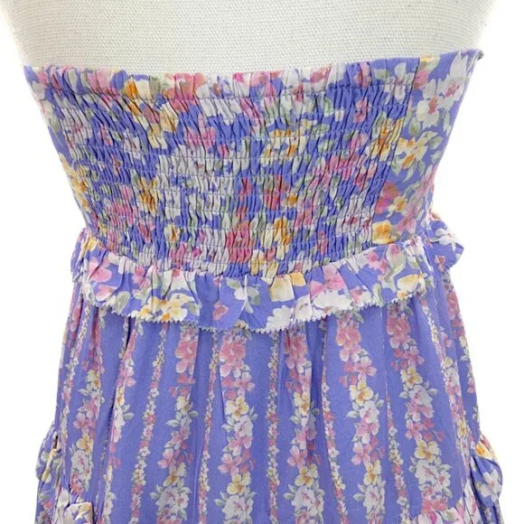 Altar'd State Lavender Floral Tiered Mini Dress Strapless NWT Size S - Picture 13 of 16